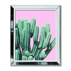  Obraz w lustrzanej ramie kaktusy na różowym tle 51x61cm