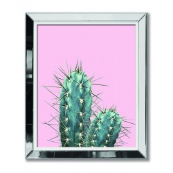  Obraz w lustrzanej ramie kaktusy na różowym tle 51x61cm