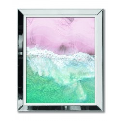  Obraz w lustrzanej ramie zielone morze przy różowej plaży 51x61cm