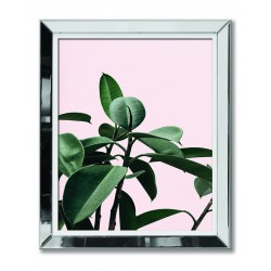  Obraz w lustrzanej ramie rośliny różowe tło 51x61cm