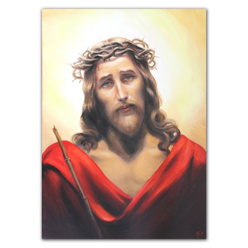  Obraz olejny ręcznie malowany 50x70cm Jezus Chrystus Maksymilian Antoni Piotrowski Ecce Homo