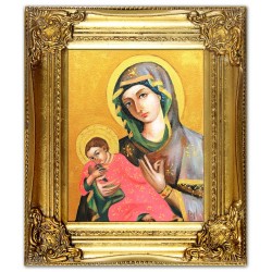  Obraz olejny ręcznie malowany 27x32 cm Matka Boska