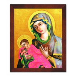  Obraz olejny ręcznie malowany 23x28 cm Matka Boska
