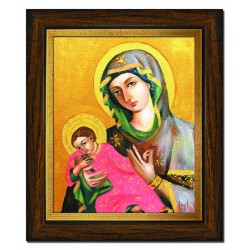  Obraz olejny ręcznie malowany 28x33 cm Matka Boska