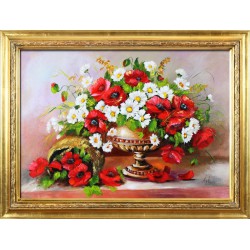  Obraz olejny ręcznie malowany Kwiaty 64x84cm