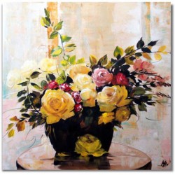  Obraz olejny ręcznie malowany Kwiaty 90x90cm