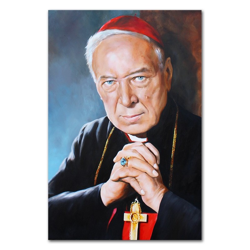  Obraz religijny olejny ręcznie malowany 60x90cm kardynał Stefan Wyszyński