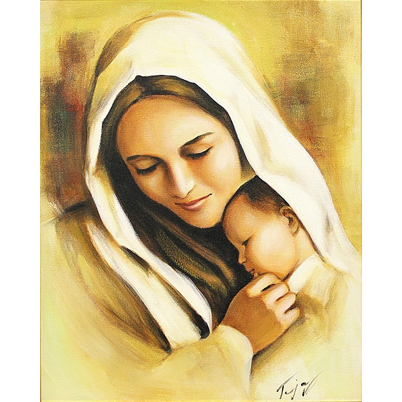  Obraz olejny ręcznie malowany 40x50 cm Matka Boska
