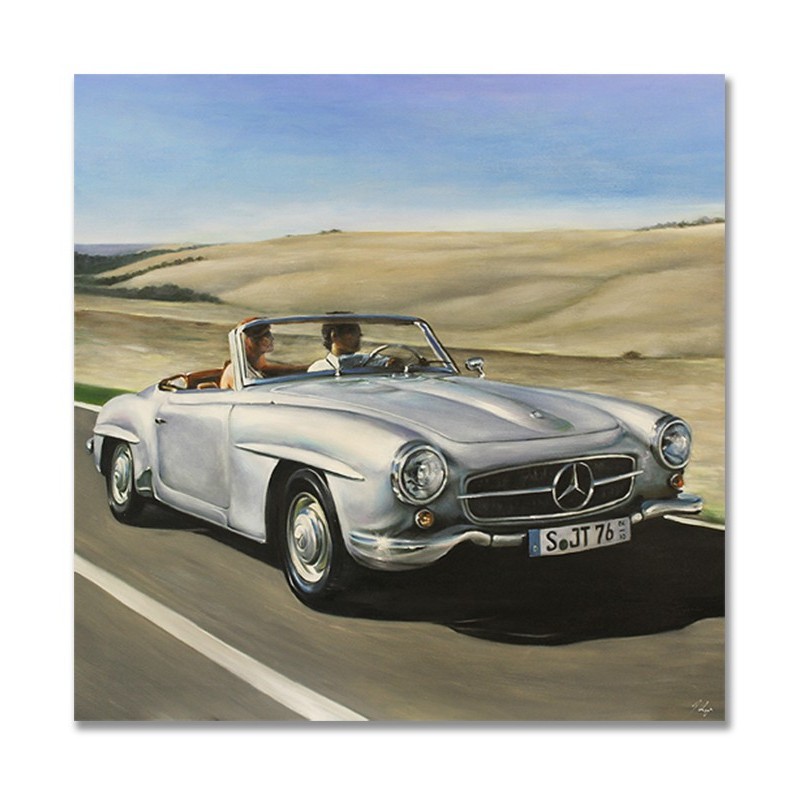 Obraz olejny ręcznie malowany 100x100cm Auto retro