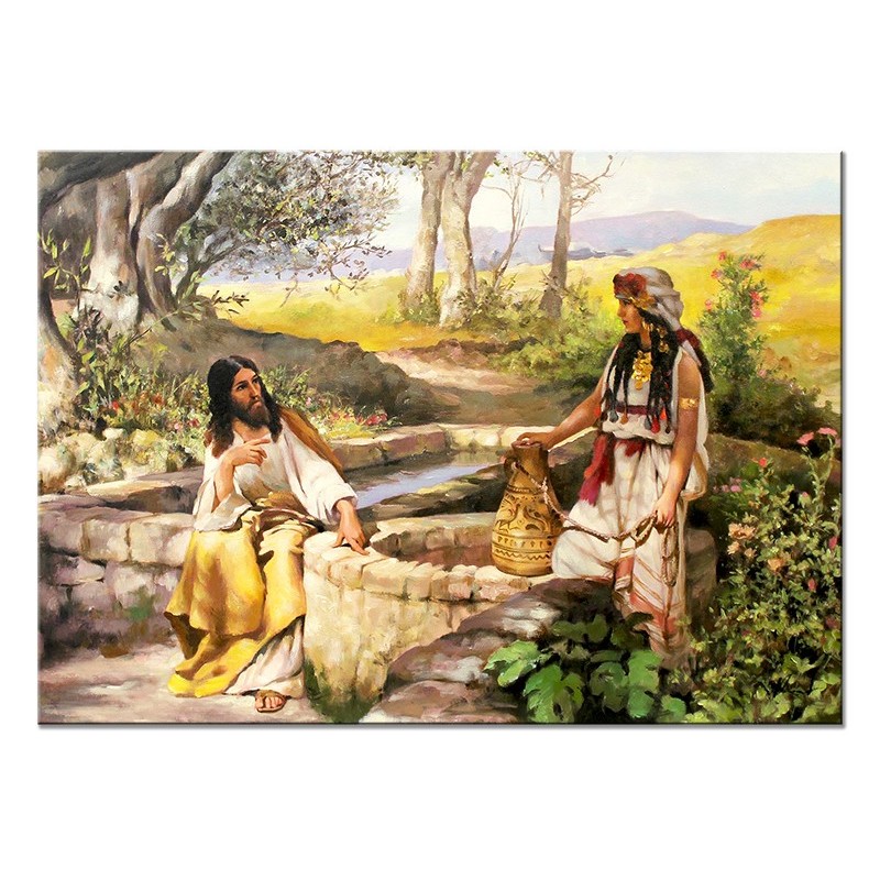 Obraz olejny ręcznie malowany 50x70cm Jezus Chrystus i Samarytanka Henryk Siemiradzki