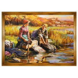  Obraz malowany 138x198 cm Daniel Ridgway Knight Kobiety piorące w strumieniu
