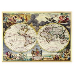  Obraz na płótnie Mapa Świata w pięknej ramie 64x84cm