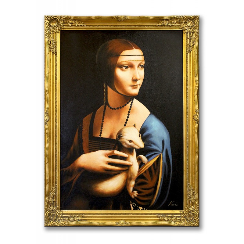  Obraz olejny ręcznie malowany Leonardo da Vinci Dama z gronostajem 75x105cm