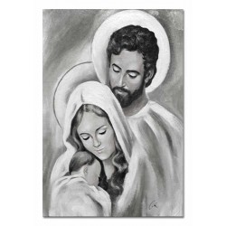  Obraz Świętej Rodziny na ślub 60x90 cm obraz olejny na płótnie czarno-biały