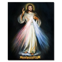  Obraz olejny ręcznie malowany z Jezusem Chrystusem Jezu Ufam Tobie 40x50 cm
