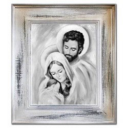  Obraz Świętej Rodziny na ślub 66x76 cm obraz olejny na płótnie czarno-biały