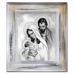  Obraz Świętej Rodziny na ślub 66x76 cm malowany na płótnie olejny czarno-biały