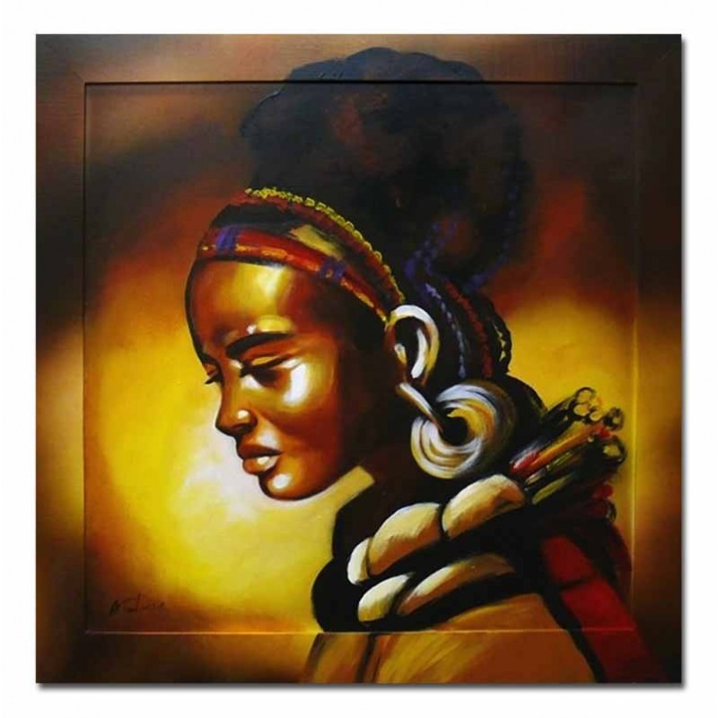  Obraz olejny ręcznie malowany 70x70cm Kobieta i promienie słońca