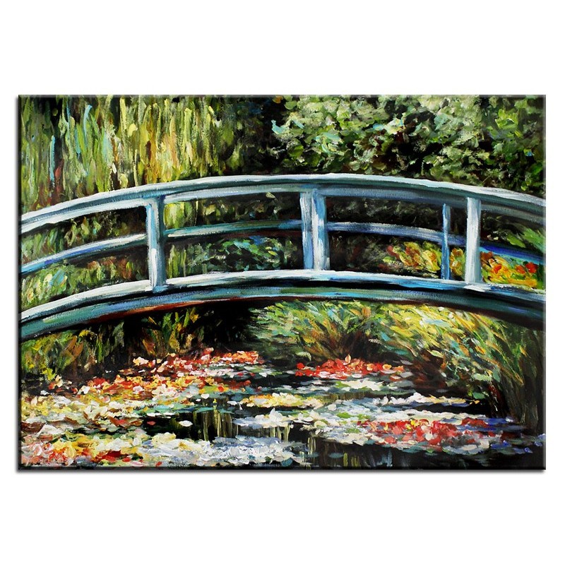  Obraz olejny ręcznie malowany Claude Monet Japoński mostek kopia 50x70cm