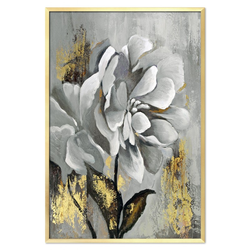  Obraz olejny ręcznie malowany Szary Kwiat 83x123cm