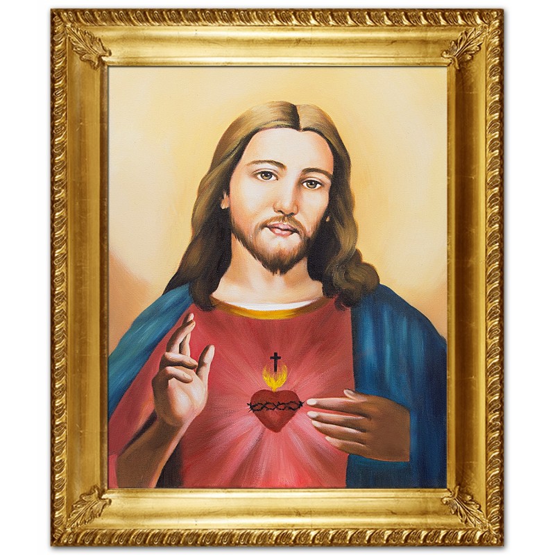  Obraz z Jezusem Chrystusem 54x64cm Obraz ręcznie malowany na płótnie