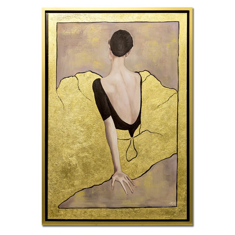  Obraz olejny ręcznie malowany z elementami płatków Złota Baletnica 65x95cm