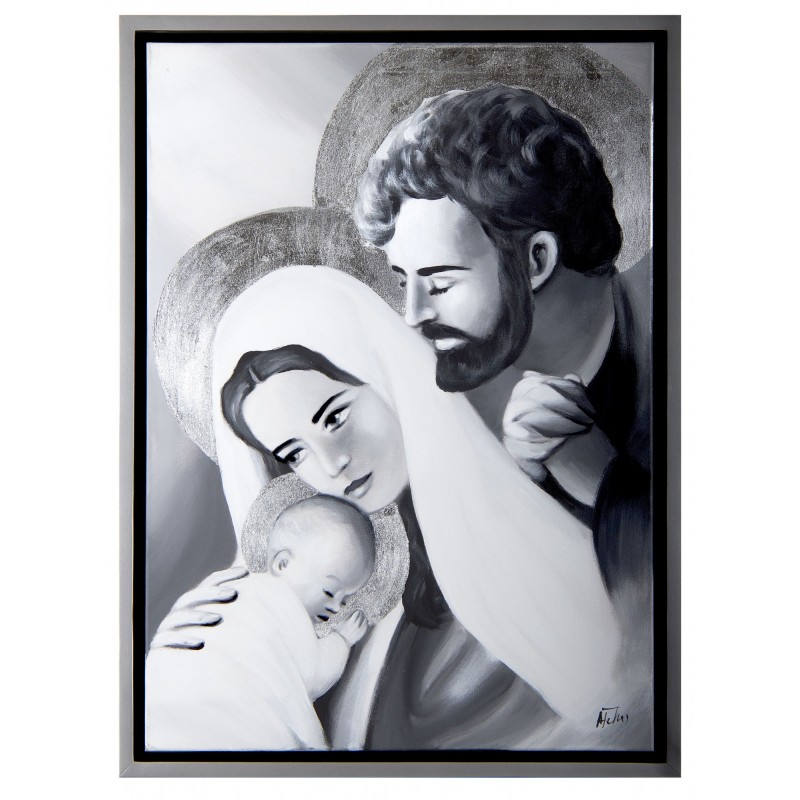  Obraz Świętek Rodziny czarno biały 55x75cm olejny ręcznie malowany