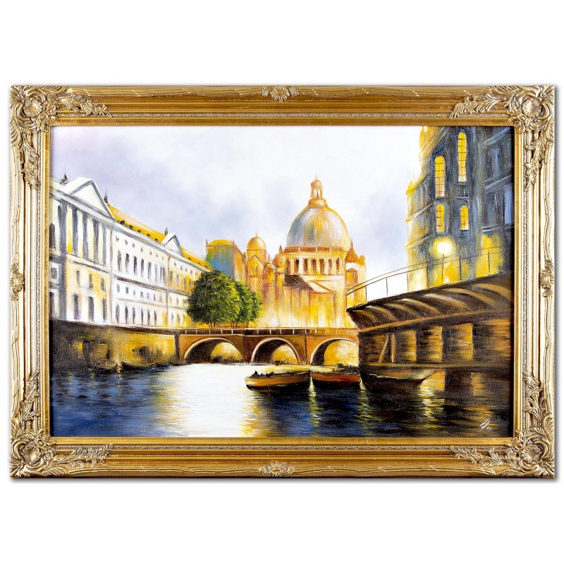  Obraz olejny ręcznie malowany Miejski Most 75x105cm