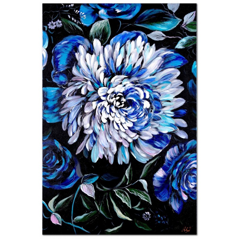  Obraz olejny ręcznie malowany Niebieski Kwiat 60x90cm