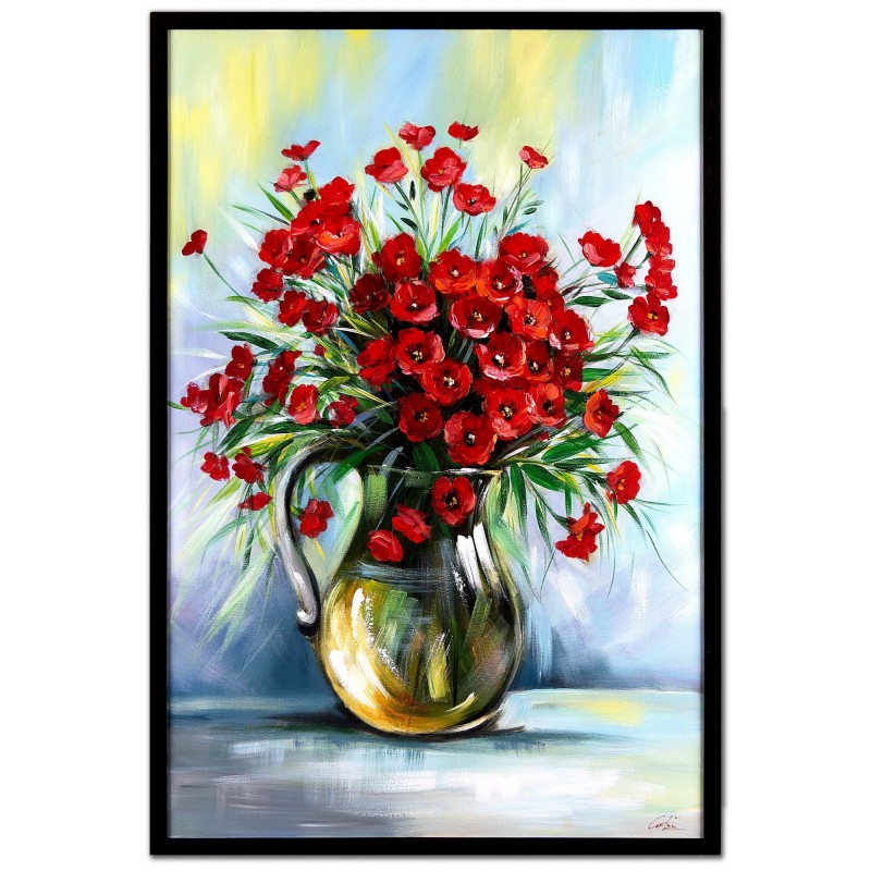  Obraz olejny ręcznie malowany Czerwone maki 63x93cm