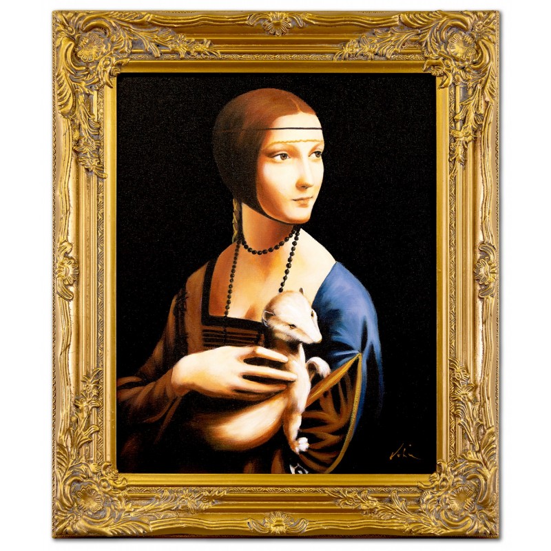  Obraz Leonardo da Vinci Dama z gronostajem 54x64cm olejny ręcznie malowany