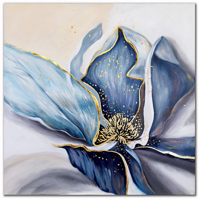  Obraz z Kwiatem olejny ręcznie malowany 100x100cm