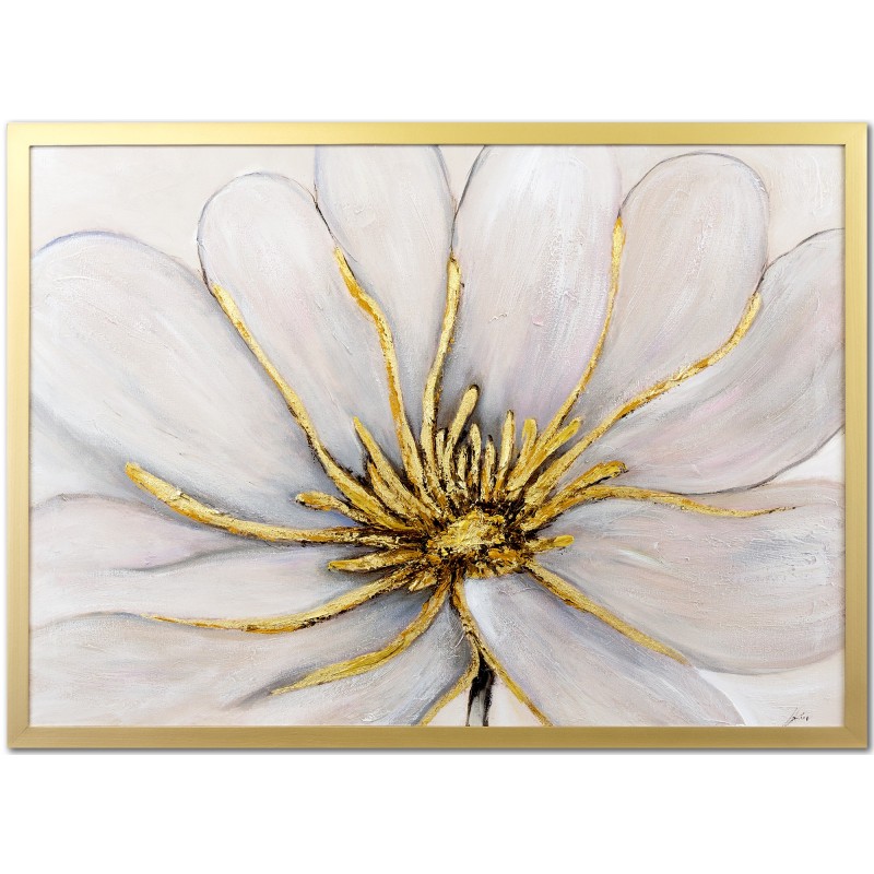  Obraz malowany z elementami płatków złota 53x73cm Złoty Kwiat