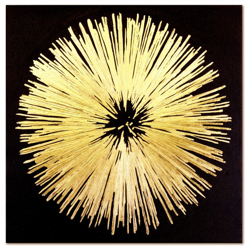  Obraz Z drobinkami złota LUX olejny ręcznie malowany 60x60cm Słońce