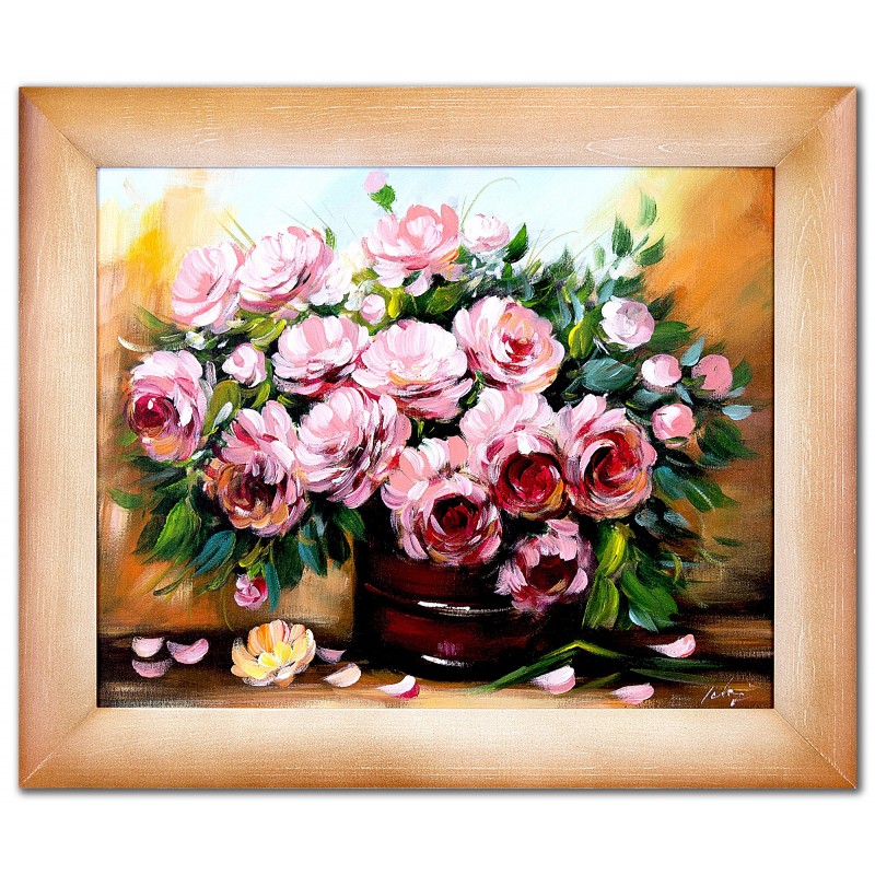  Obraz malowany Bukiet różowych wspomnień 54x64cm