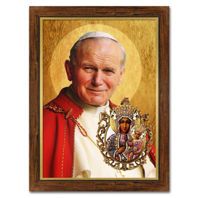  Obraz Jana Pawła II 61x71 cm obraz malowany na płótnie w ramie