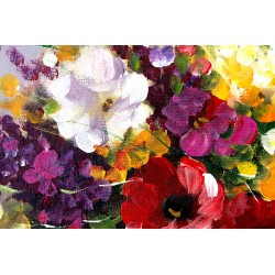  Obraz z Bukietem Kwiatów olejny ręcznie malowany 70x90 cm