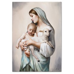  Obraz z Maryją z dzieciątkiem olejny malowany 50x70 cm