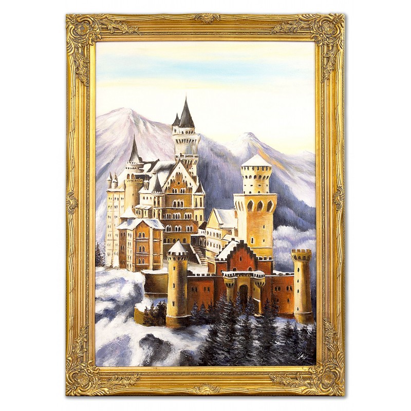  Obraz malowany 74x104 cm Zamek w górach
