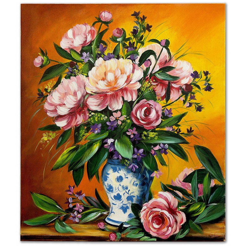  Obraz malowany z Bukietem kwiatów 70x80 cm