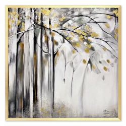  Obraz olejny ręcznie malowany 63x63cm Czarny las
