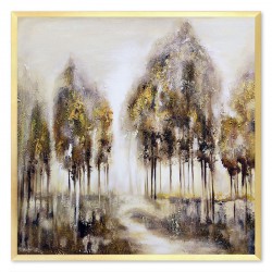  Obraz olejny ręcznie malowany 63x63cm Zamglone drzewa
