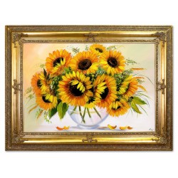  Obraz malowany Słoneczniki w wazonie 111x151cm