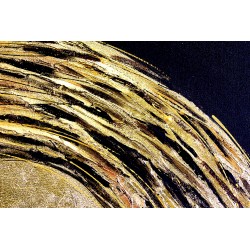  Obraz malowany z elementami płatków złota Słońce 90x90 cm