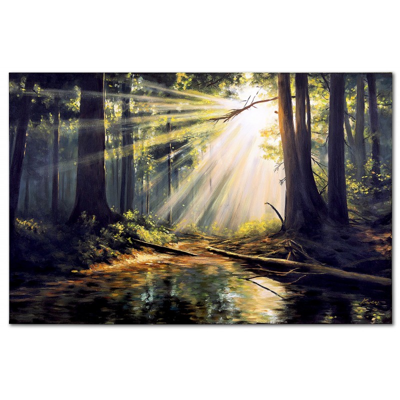  Krajobraz lasu ręcznie malowany 60x90cm