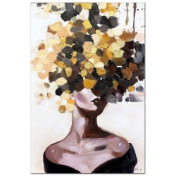  Obraz malowany Kobieta w żóltych kwiatach na głowie 120x180cm