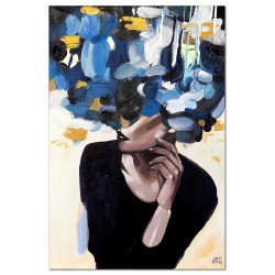  Obraz malowany Kobieta w biebieskich kwiatach na głowie 120x180cm