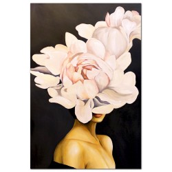  Obraz malowany Kobieta w różowych kwiatach na głowie 120x180cm