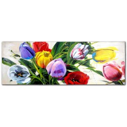  Obraz malowany Tulipany 50x150cm