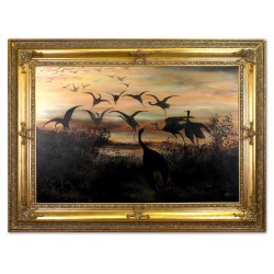  Obraz olejny ręcznie malowany Józef Chełmoński Odlot żurawii 111x151cm